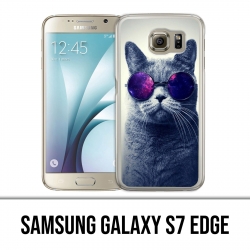 Coque Samsung Galaxy S7 EDGE - Chat Lunettes Galaxie