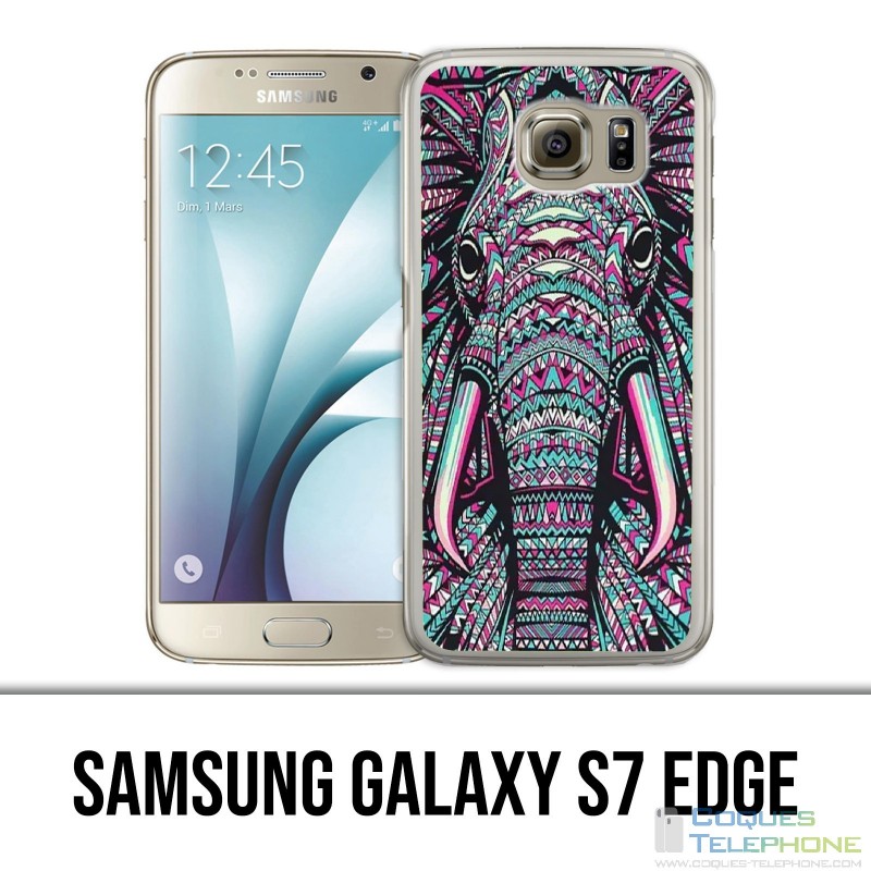 Samsung Galaxy S7 edge case - Colorful Aztec Elephant