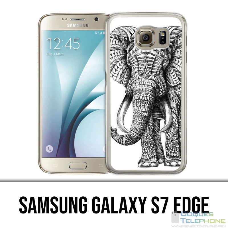 Custodia edge Samsung Galaxy S7 - Elefante azteco bianco e nero