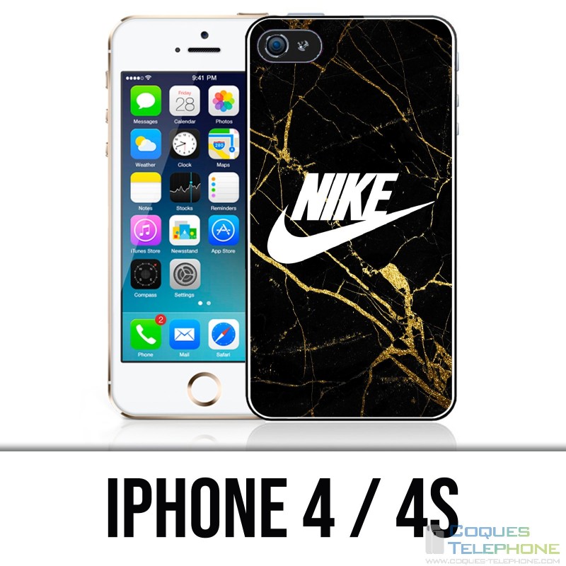 Coque iPhone 4 / 4S - Nike Logo Gold Marbre