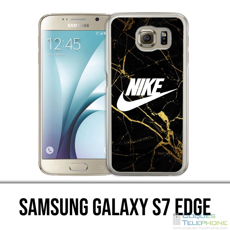 Samsung Galaxy S7 Edge Hülle - Nike Logo Gold Marble
