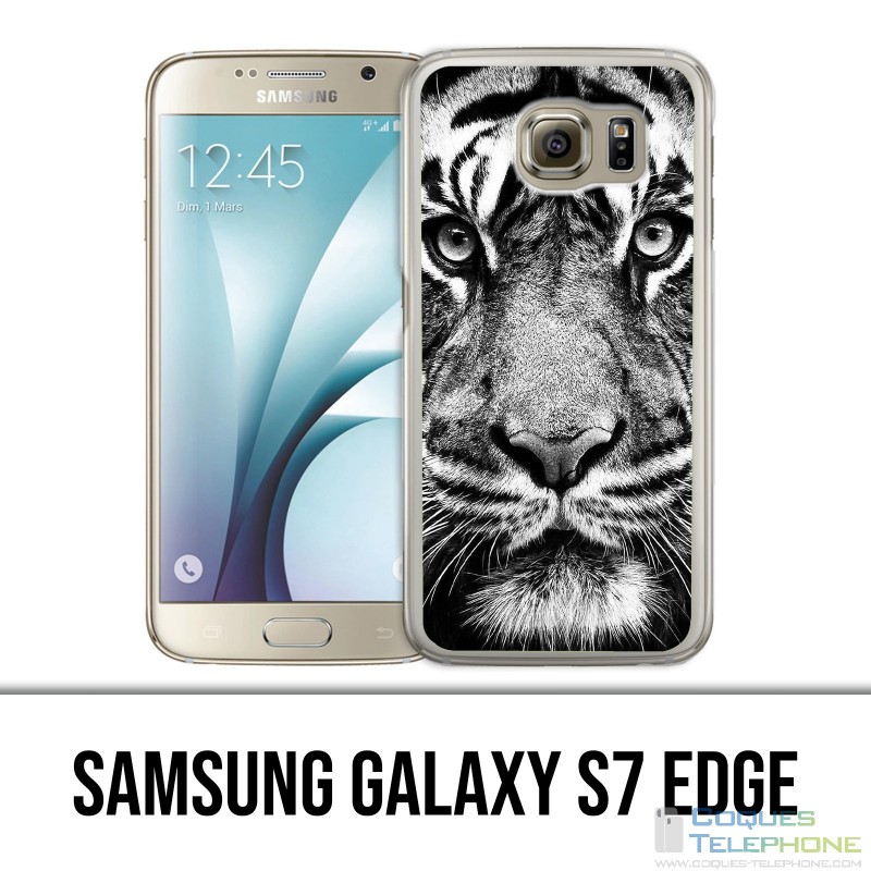 Coque Samsung Galaxy S7 EDGE - Tigre Noir Et Blanc