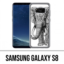 Coque Samsung Galaxy S8 - Eléphant Aztèque Noir Et Blanc