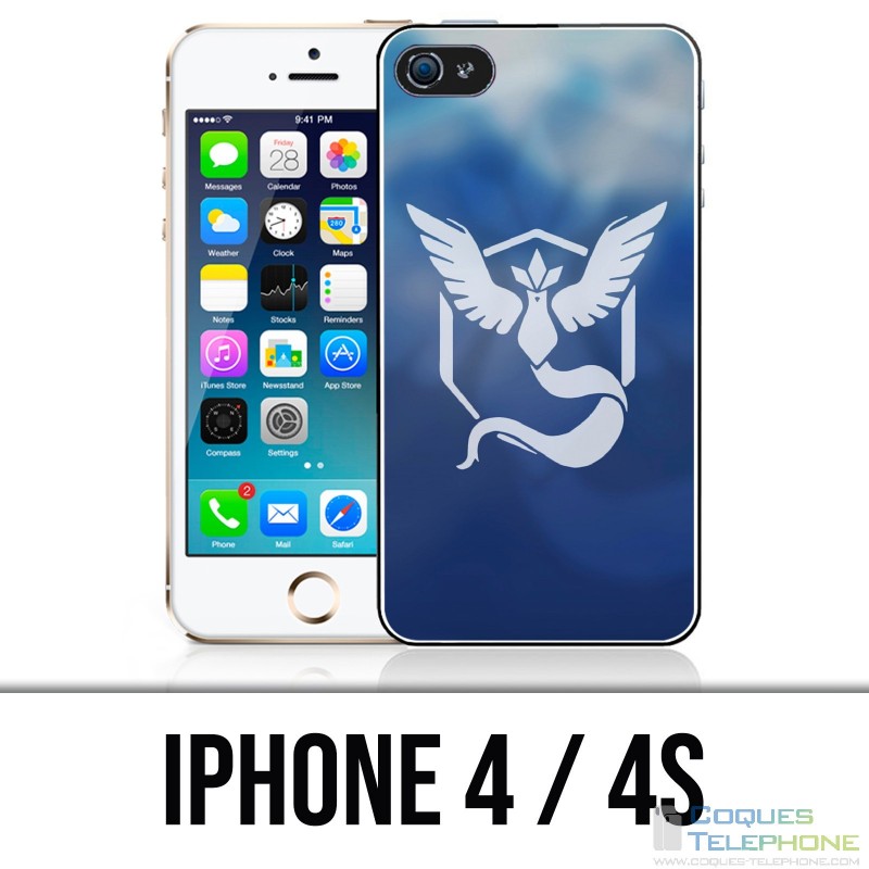 Coque iPhone 4 / 4S - Pokémon Go Team Bleue Grunge