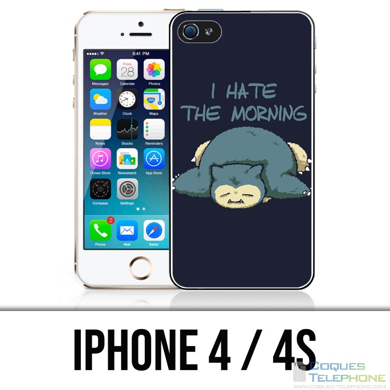Coque iPhone 4 / 4S - Pokémon Ronflex Hate Morning