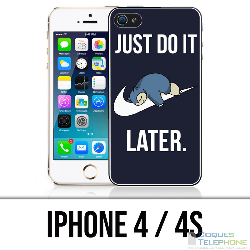 Coque iPhone 4 / 4S - Pokémon Ronflex Just Do It Later