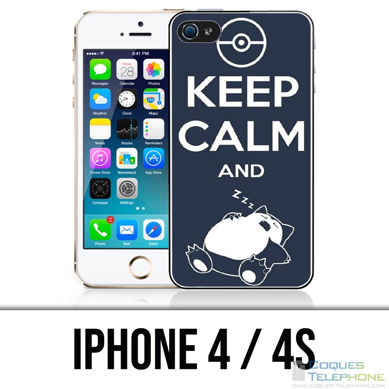 Custodia per iPhone 4 / 4S - Pokemon Ronflex Mantieni la calma
