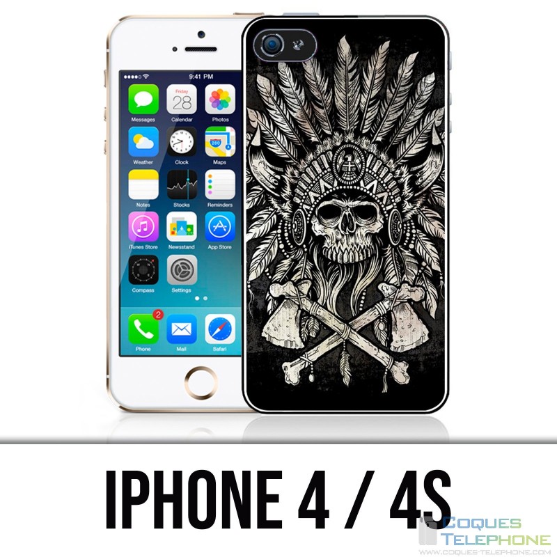 IPhone 4 / 4S Case - Skull Head Feathers
