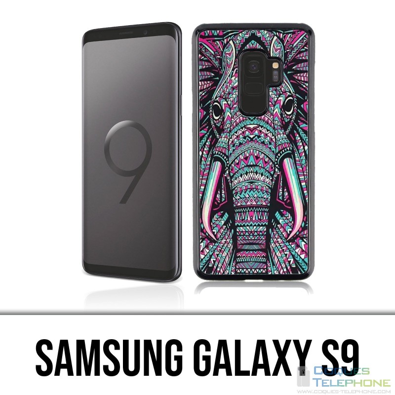 Coque Samsung Galaxy S9 - Eléphant Aztèque Coloré
