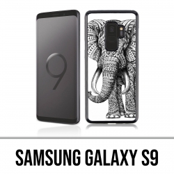 Samsung Galaxy S9 Hülle - Aztekischer Schwarzweiss-Elefant