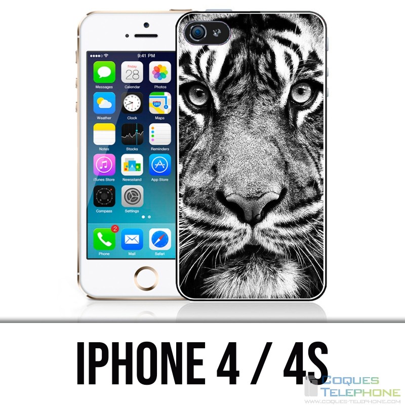 Funda iPhone 4 / 4S - Tigre blanco y negro