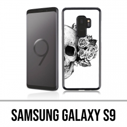 Custodia Samsung Galaxy S9 - Testa di teschio rose nero bianco