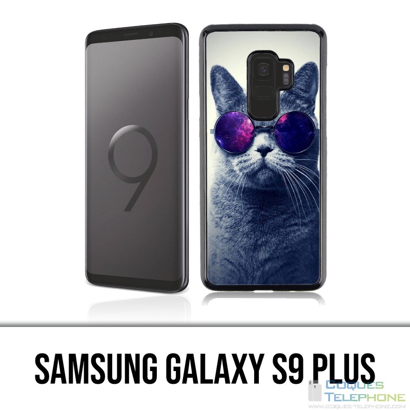 Coque Samsung Galaxy S9 PLUS - Chat Lunettes Galaxie