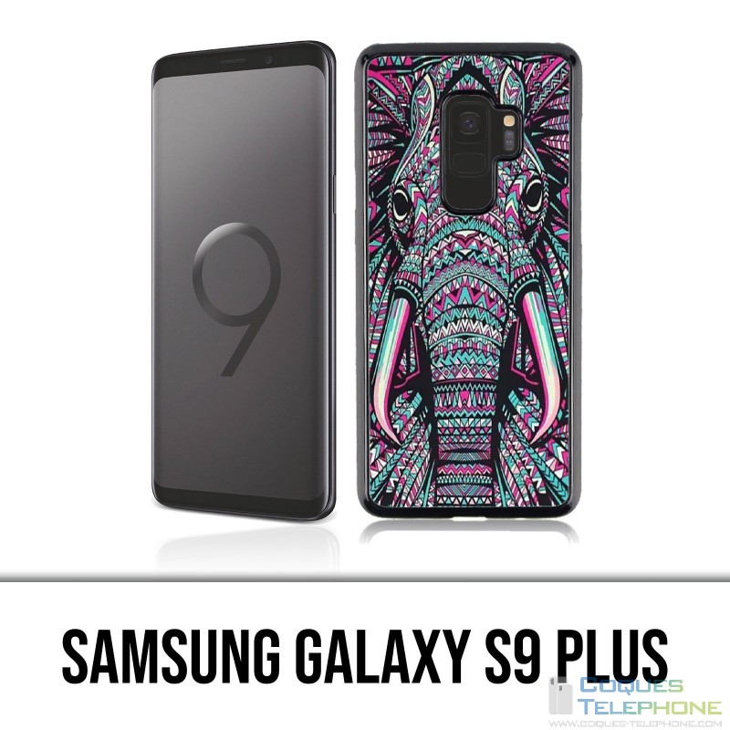 Coque Samsung Galaxy S9 PLUS - Eléphant Aztèque Coloré