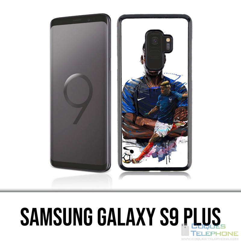 Samsung Galaxy S9 Plus Hülle - Fußball Frankreich Pogba Zeichnung