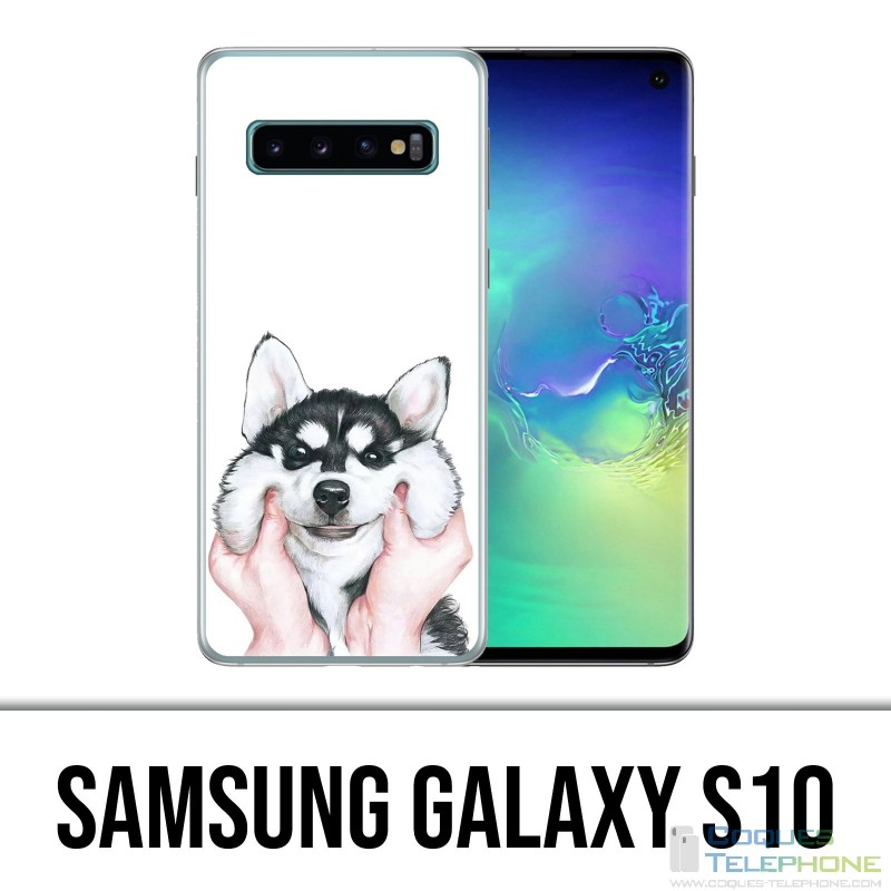 Coque Samsung Galaxy S10 - Chien Husky Joues