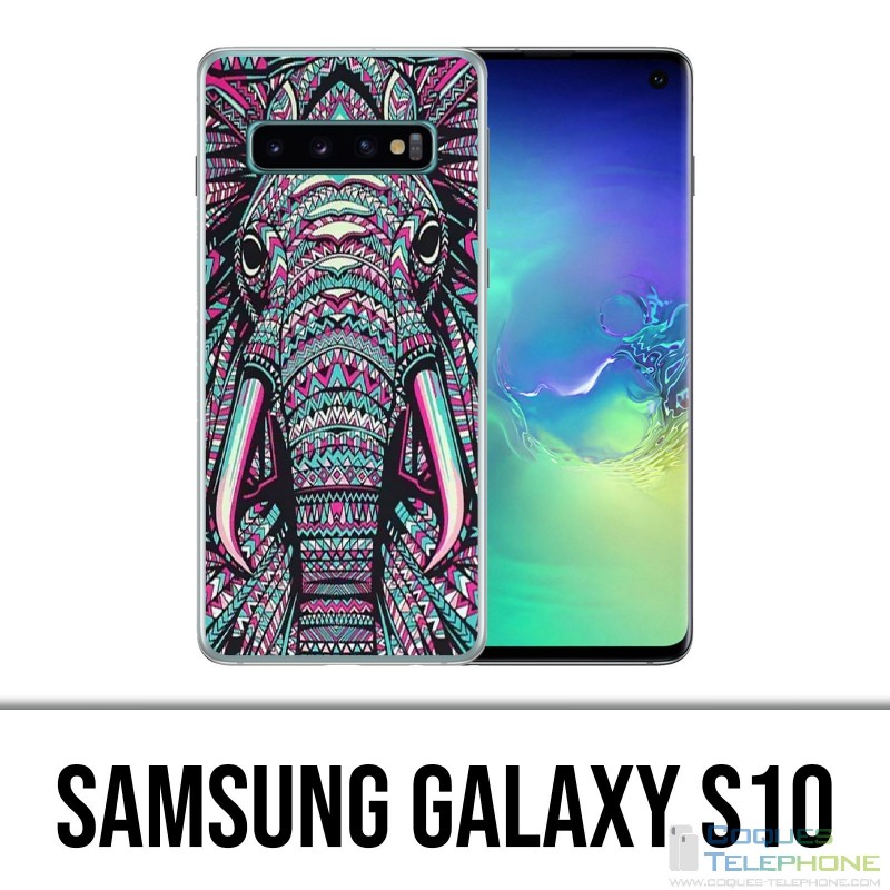 Samsung Galaxy S10 case - Colorful Aztec Elephant