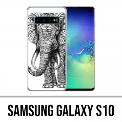 Carcasa Samsung Galaxy S10 - Elefante azteca blanco y negro