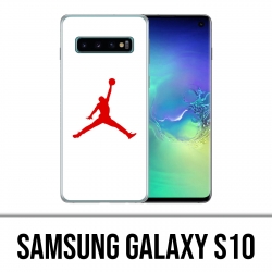 Coque Samsung Galaxy S10 - Jordan Basketball Logo Blanc