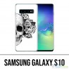 Custodia Samsung Galaxy S10 - Testa di teschio rose nero bianco