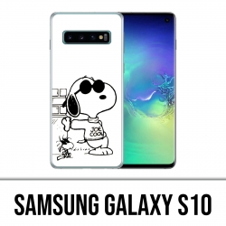Carcasa Samsung Galaxy S10 - Snoopy Negro Blanco