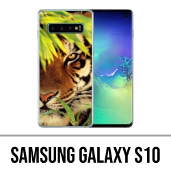 Coque Samsung Galaxy S10 - Tigre Feuilles