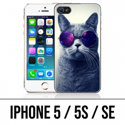 Coque iPhone 5 / 5S / SE - Chat Lunettes Galaxie