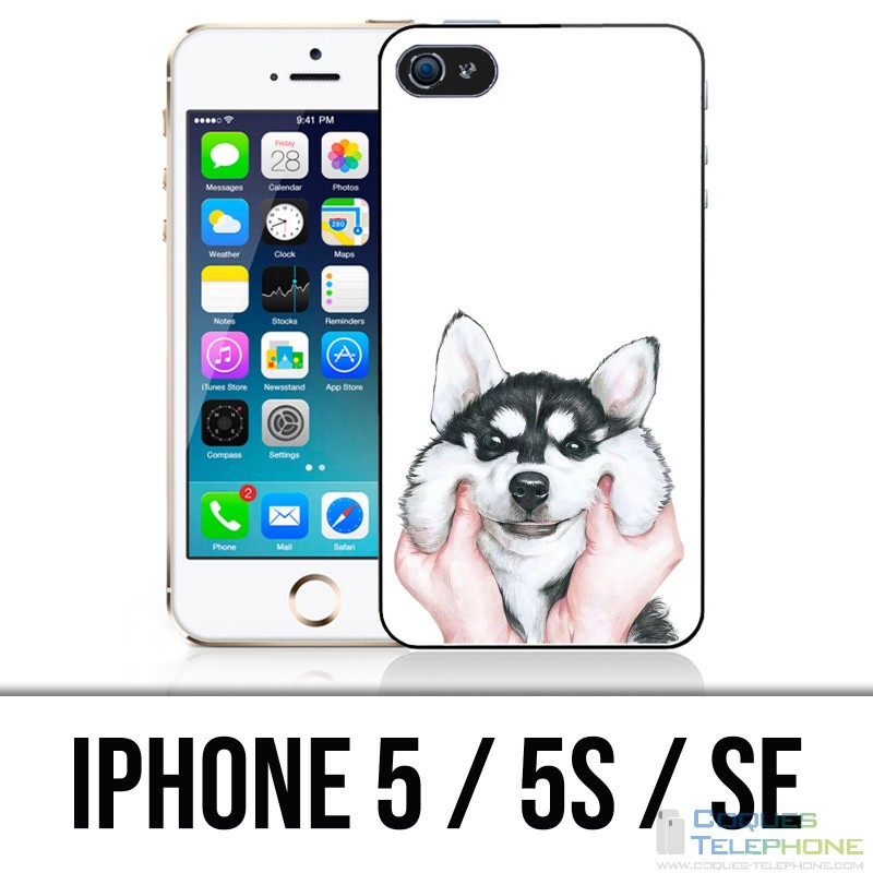 Coque iPhone 5 / 5S / SE - Chien Husky Joues