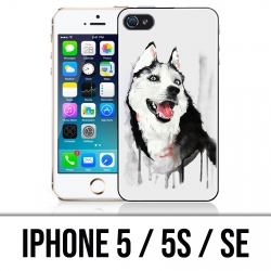 Coque iPhone 5 / 5S / SE - Chien Husky Splash