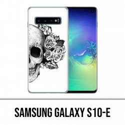 Custodia Samsung Galaxy S10e - Testa di teschio rose nero bianco