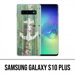 Carcasa Samsung Galaxy S10 Plus - Ancla marina de madera