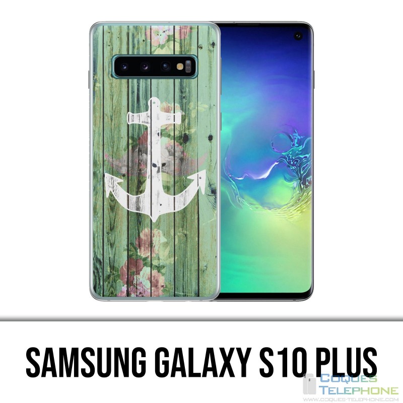 Carcasa Samsung Galaxy S10 Plus - Ancla marina de madera