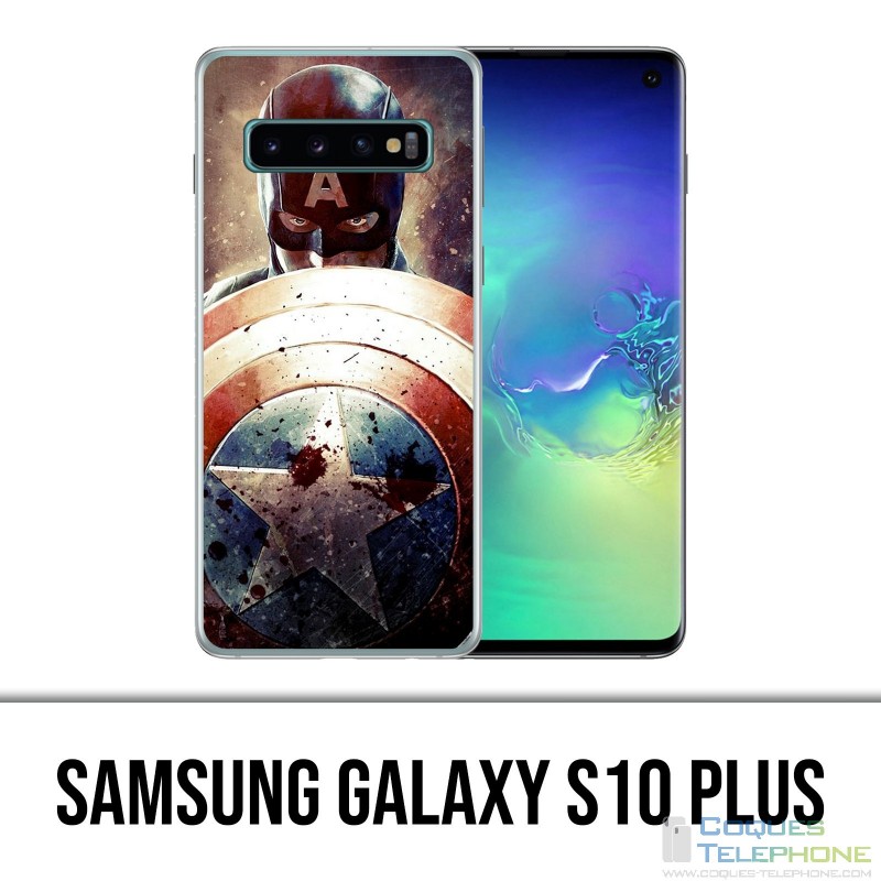Coque Samsung Galaxy S10 PLUS - Captain America Grunge Avengers