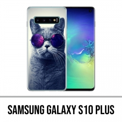 Coque Samsung Galaxy S10 PLUS - Chat Lunettes Galaxie
