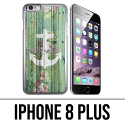 Coque iPhone 8 Plus - Ancre Marine Bois