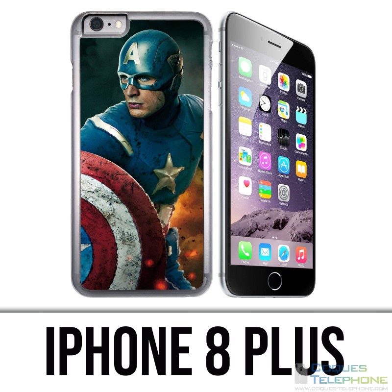 Coque iPhone 8 PLUS - Captain America Comics Avengers