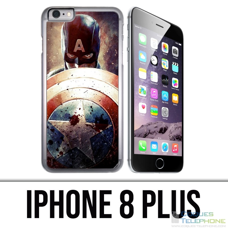 Coque iPhone 8 PLUS - Captain America Grunge Avengers