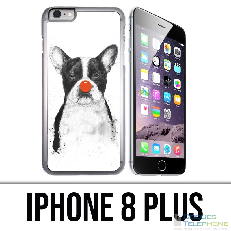 Coque iPhone 8 PLUS - Chien Bouledogue Clown
