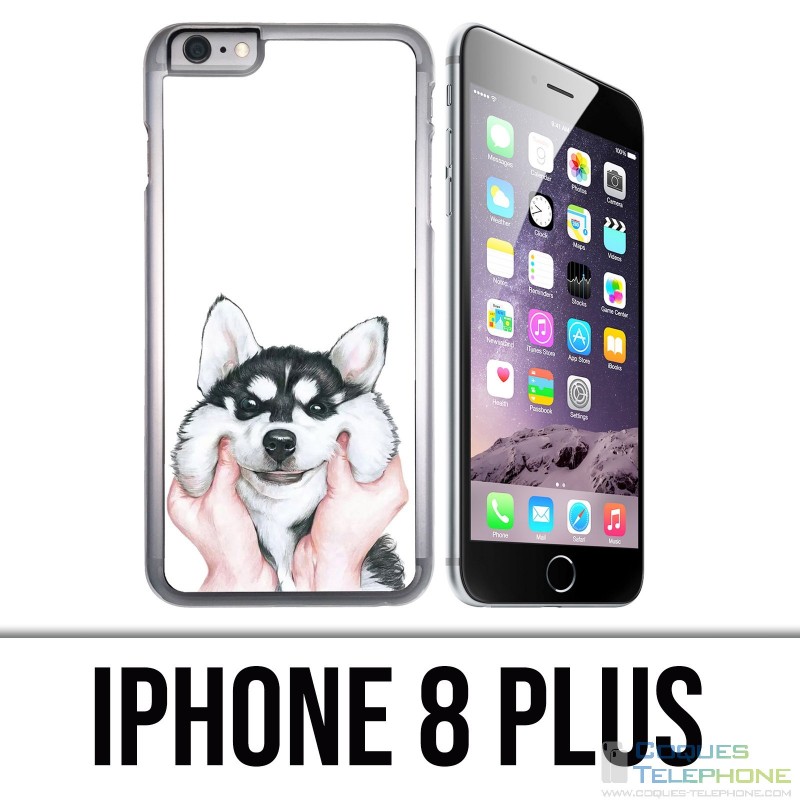 Coque iPhone 8 PLUS - Chien Husky Joues