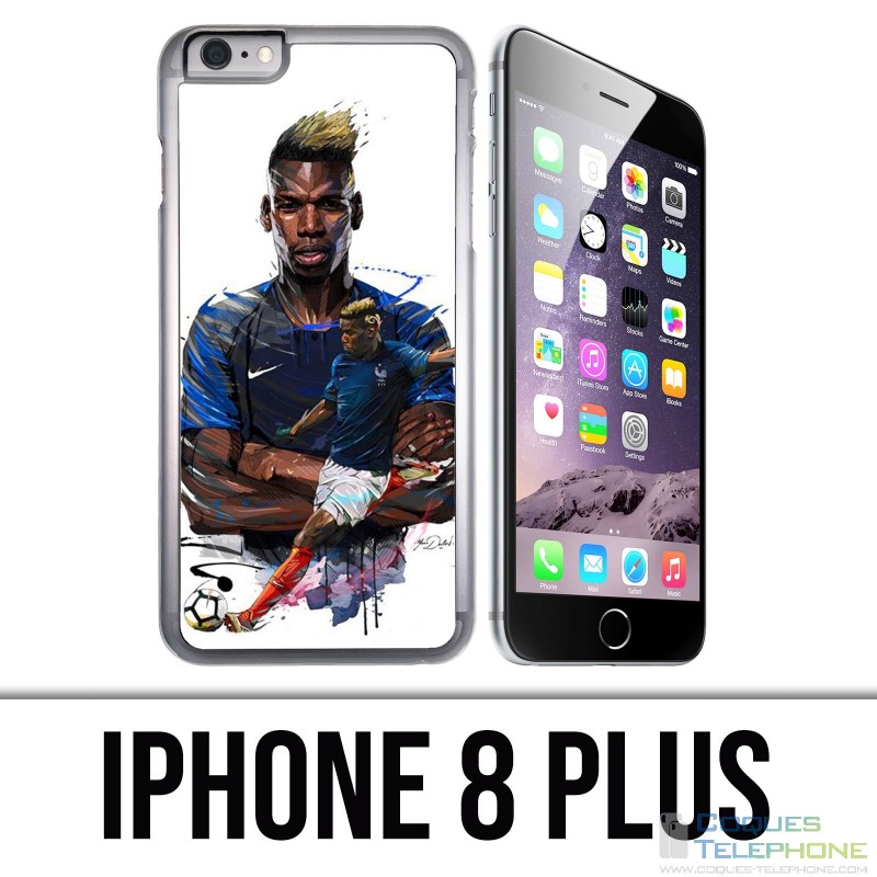 Funda iPhone 8 Plus - Soccer France Pogba Drawing