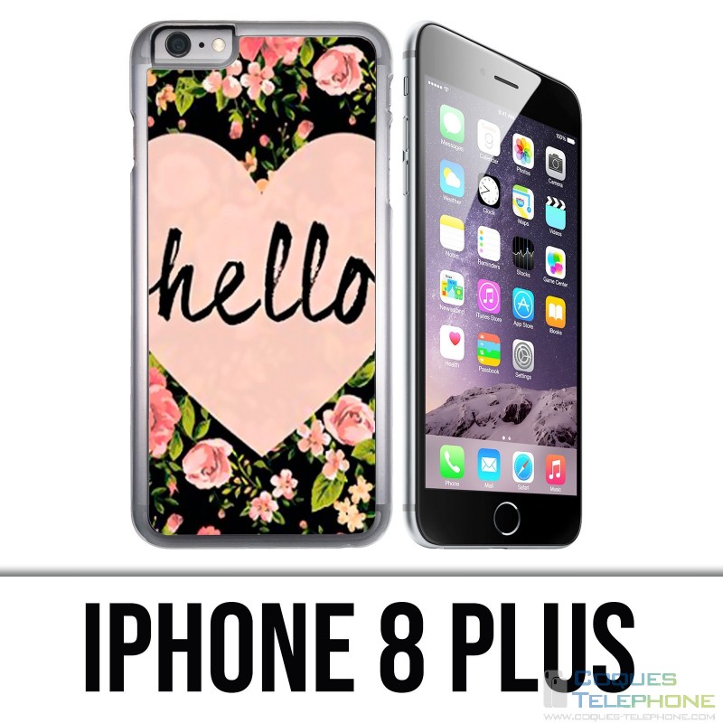 Coque iPhone 8 PLUS - Hello Coeur Rose