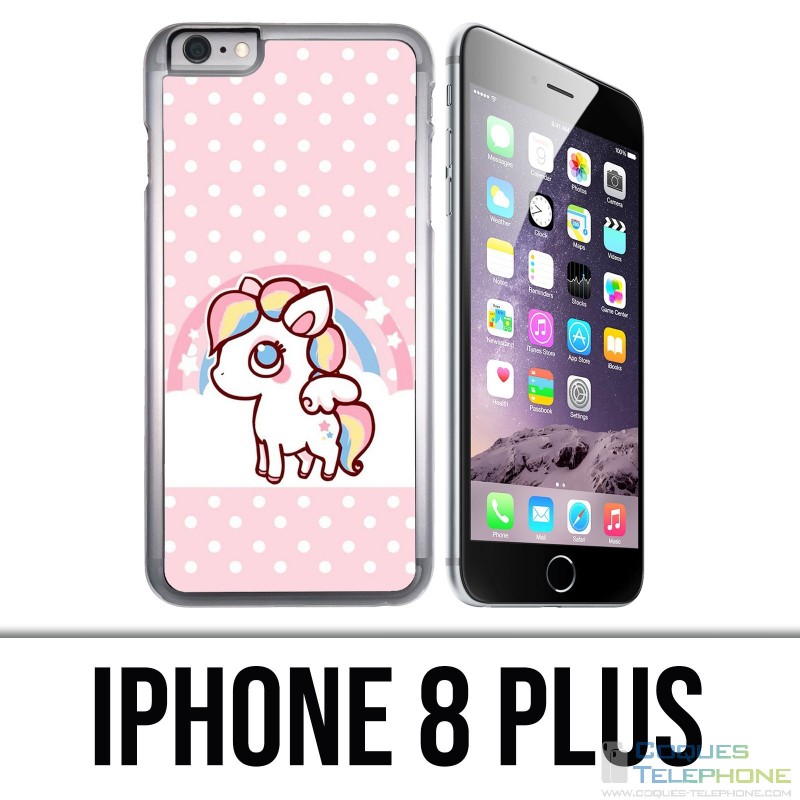 Custodia per iPhone 8 Plus - Unicorno Kawaii
