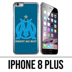 Coque iPhone 8 PLUS - Logo Om Marseille Big Fond Bleu