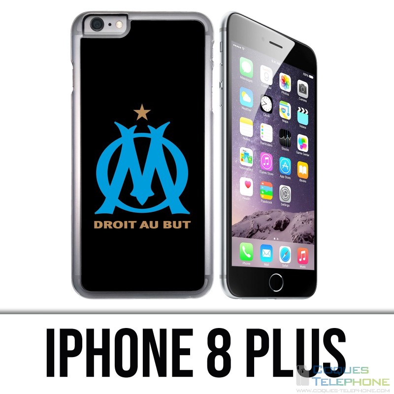 Coque iPhone 8 PLUS - Logo Om Marseille Noir