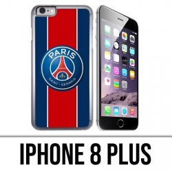 Coque iPhone 8 PLUS - Logo Psg New Bande Rouge