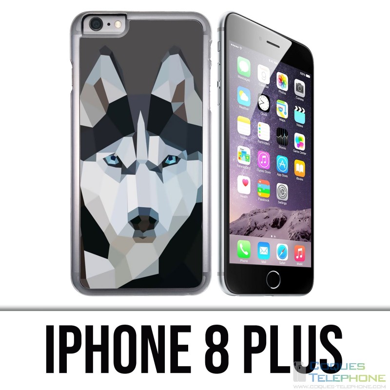 IPhone 8 Plus Hülle - Origami Husky Wolf