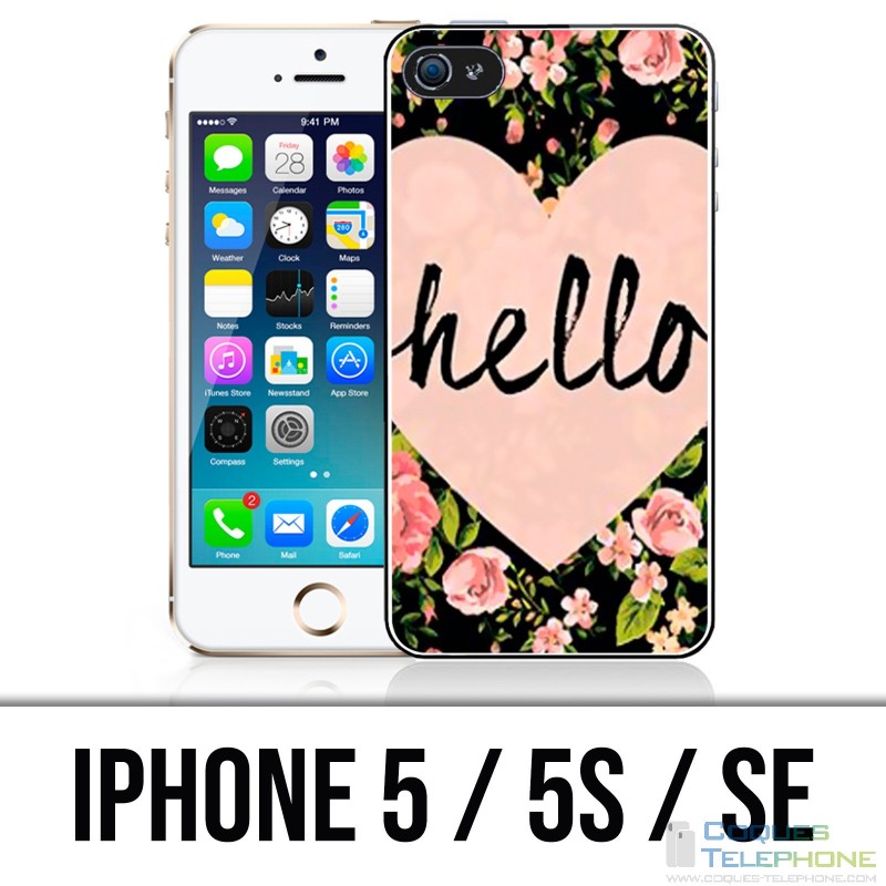 Coque iPhone 5 / 5S / SE - Hello Coeur Rose