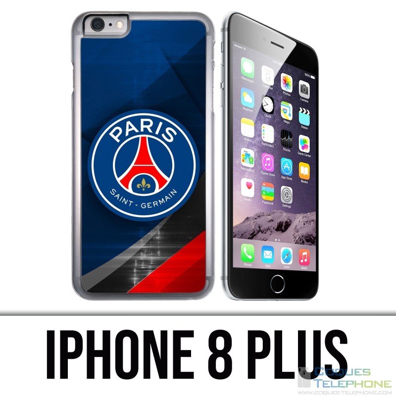 Custodia per iPhone 8 Plus - Logo PSG in metallo cromato