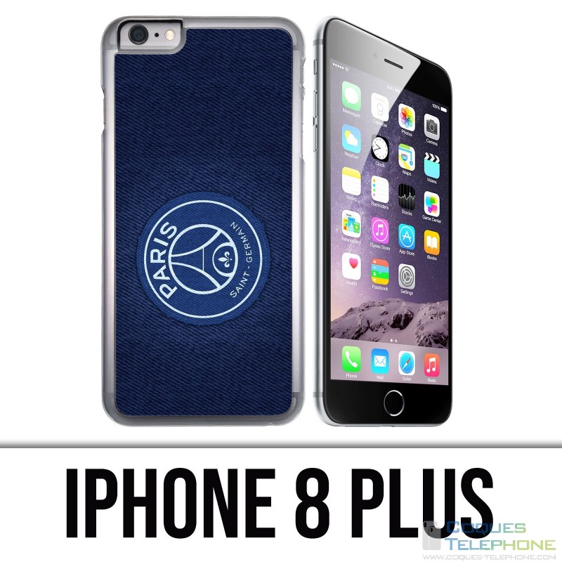 Coque iPhone 8 PLUS - PSG Minimalist Fond Bleu