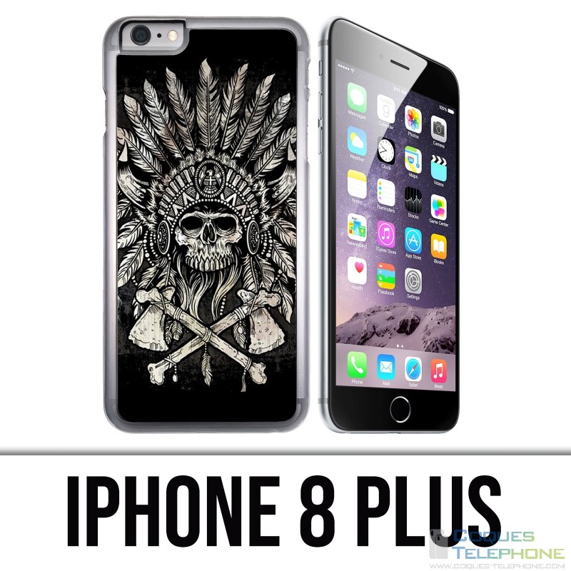 IPhone 8 Plus Hülle - Skull Head Feathers